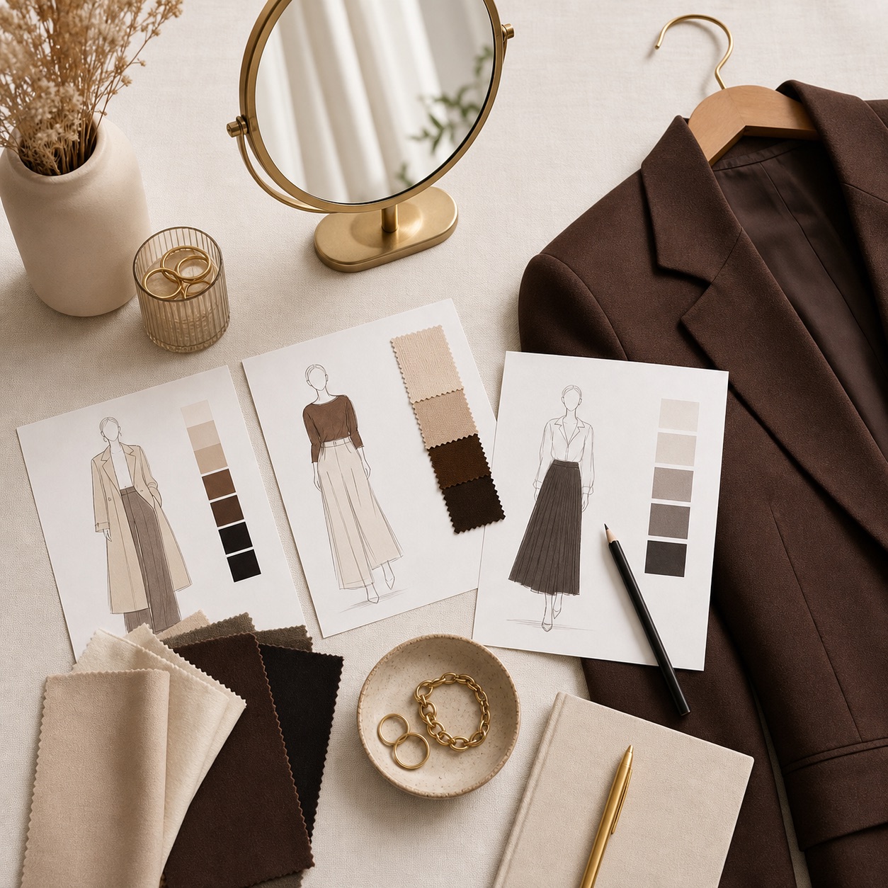 Moodboard y bocetos para análisis de estilo